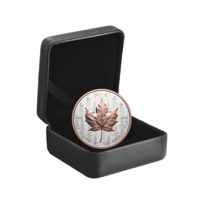 Canada Maple Leaf Rose Gold Plated Reverse Proof Silver 1 oz (ounce) coin