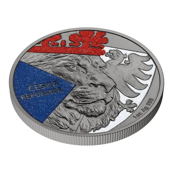 Czech Lion 2024 Black Platinum-Plated Diamond Effect Silver 1 oz (ounce) coin The Czech Mint