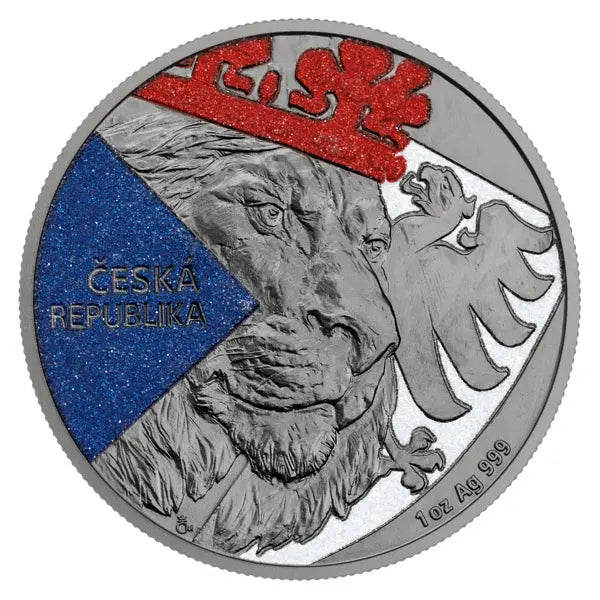 Czech Lion 2024 Black Platinum-Plated Diamond Effect Silver 1 oz (ounce) coin The Czech Mint
