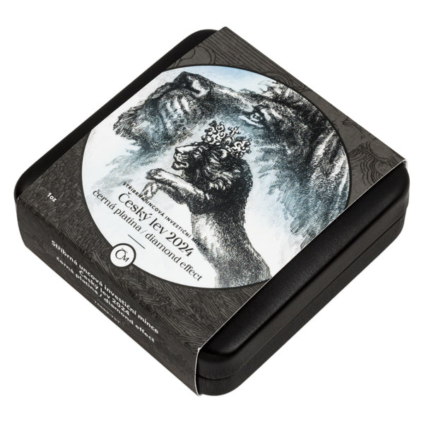 Czech Lion 2024 Black Platinum-Plated Diamond Effect Silver 1 oz (ounce) coin
