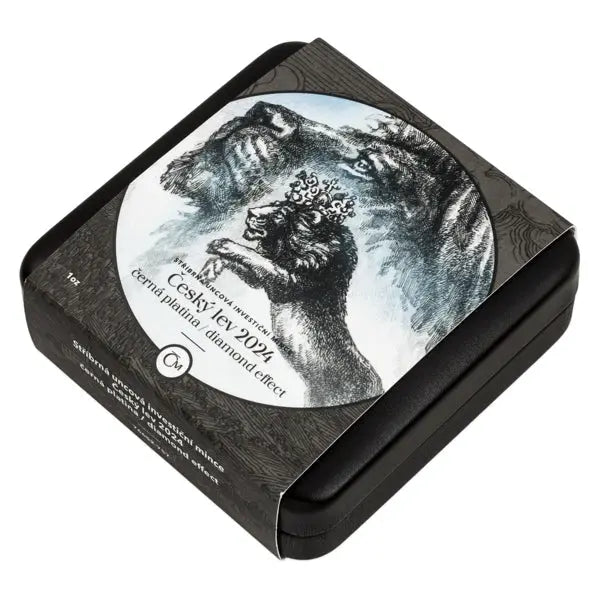 Czech Lion 2024 Black Platinum-Plated Diamond Effect Silver 1 oz (ounce) coin The Czech Mint