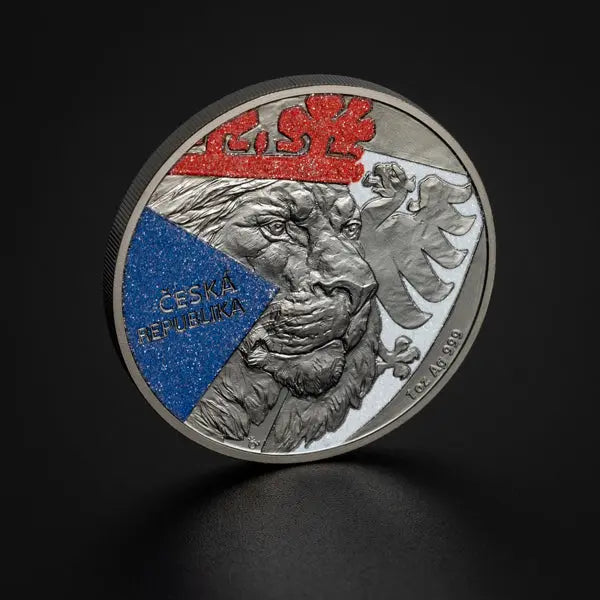 Czech Lion 2024 Black Platinum-Plated Diamond Effect Silver 1 oz (ounce) coin The Czech Mint