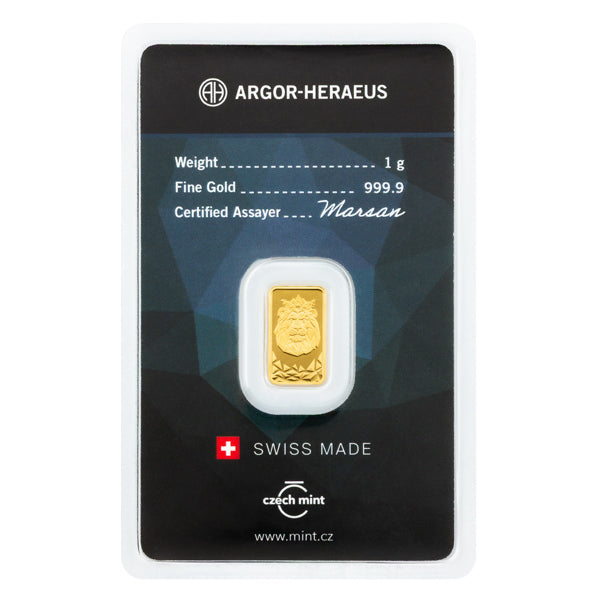 Czech Lion Gold 1 gram Bar