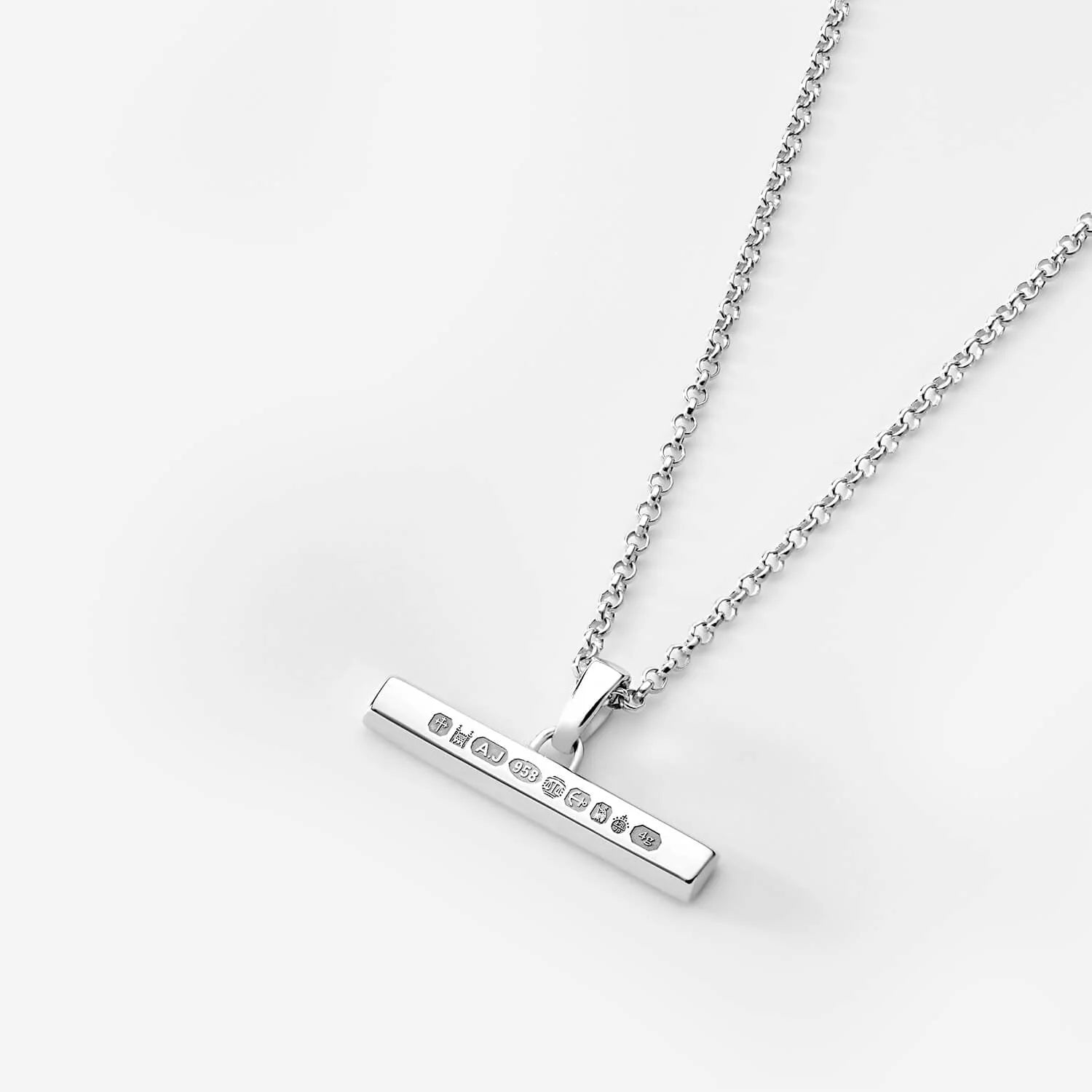886 T-Bar Pendant with Chain in Sterling Silver