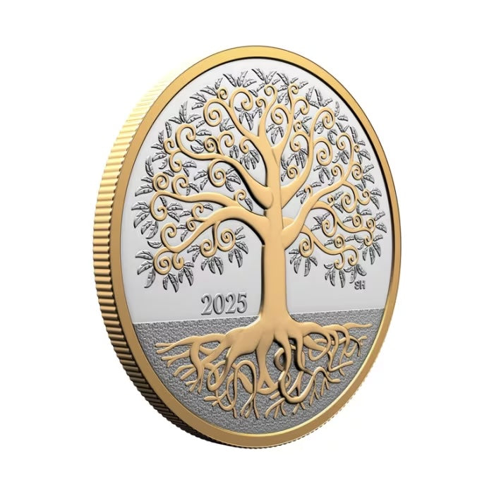 Canada Maple Tree of Life Yellow Gold Plated Silver 1/2 oz (ounce) coin