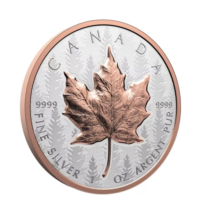 Canada Maple Leaf Rose Gold Plated Reverse Proof Silver 1 oz (ounce) coin