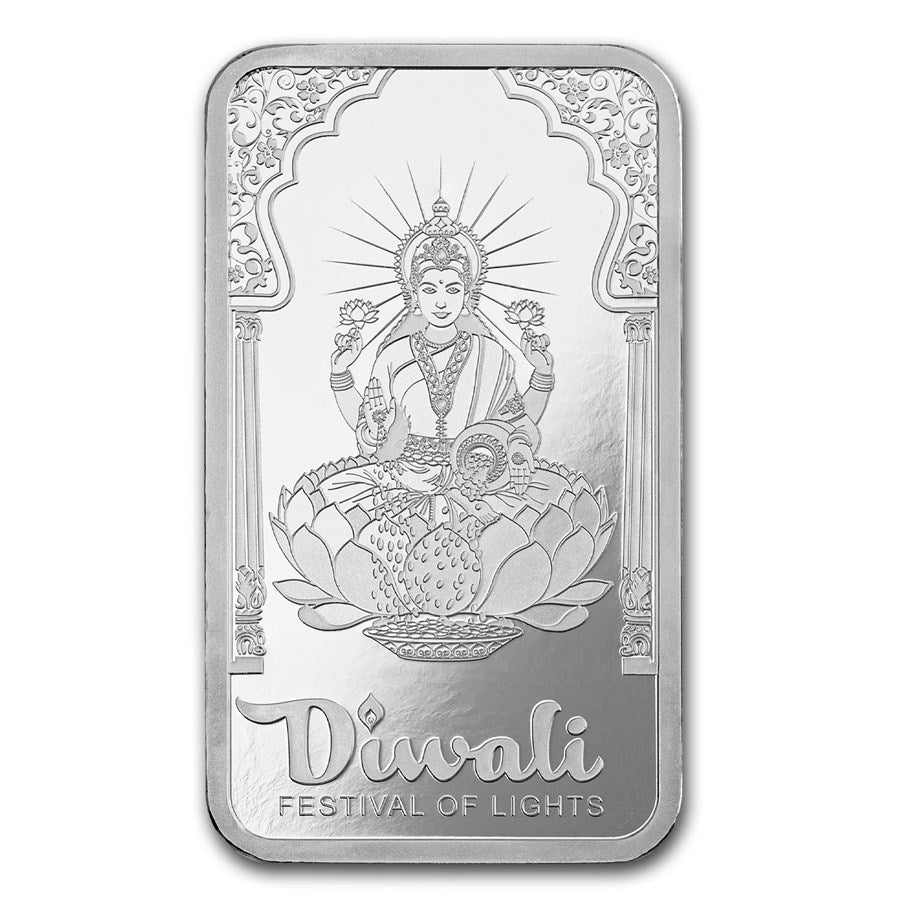 PAMP Suisse Diwali Lakshmi & Peacocks Silver 1 oz (ounce) Bar