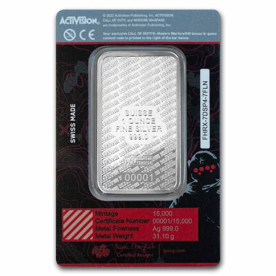 PAMP Suisse Call of Duty MWIII Proof-Like Silver 1 oz (ounce) Bar