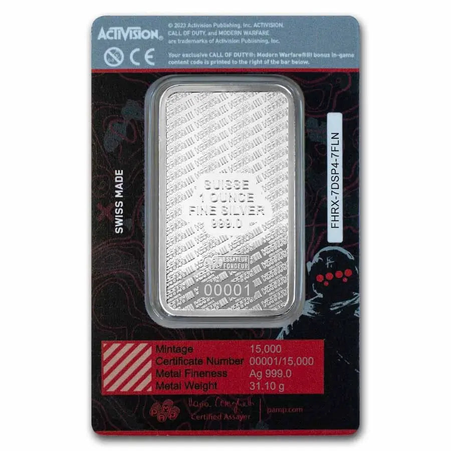 PAMP Suisse Call of Duty MWIII Proof-Like Silver 1 oz (ounce) Bar PAMP Suisse