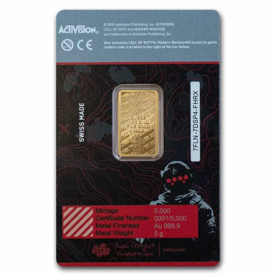 PAMP Suisse Call of Duty MWIII Proof-Like Gold 5 gram Bar PAMP Suisse