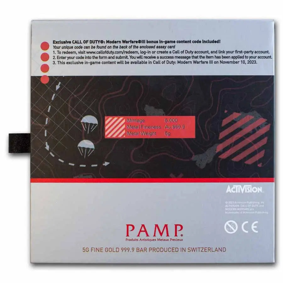 PAMP Suisse Call of Duty MWIII Proof-Like Gold 5 gram Bar PAMP Suisse