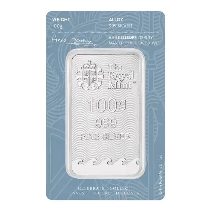Great Britain Britannia Silver 100 gram Bar The Royal Mint