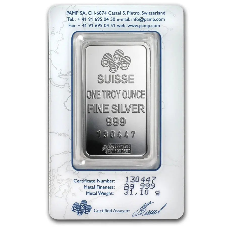 PAMP Suisse Silver 1 oz (ounce) Bar PAMP Suisse