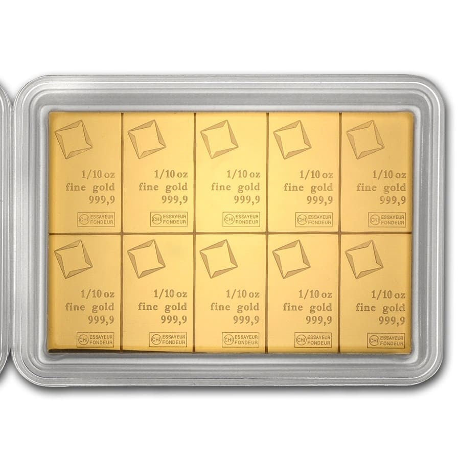 Valcambi Gold 10 x 1/10 oz (ounce) CombiBar