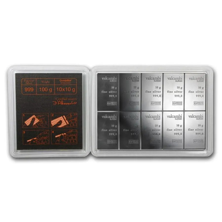 Valcambi CombiBar Silver 10 x 10 gram Valcambi Suisse