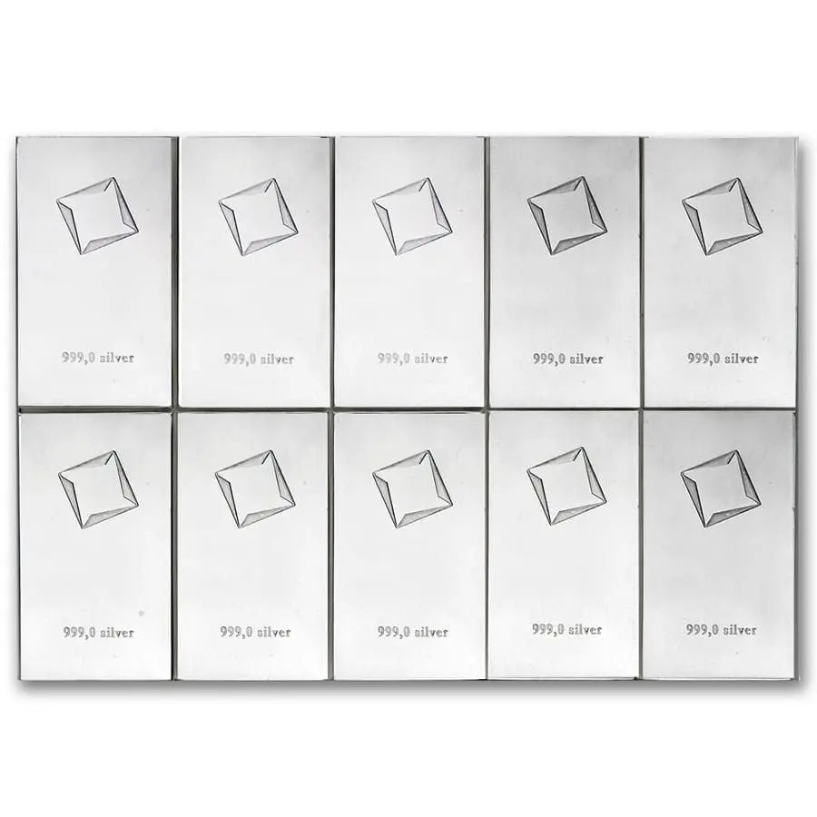 Valcambi CombiBar Silver 10 x 10 gram Valcambi Suisse