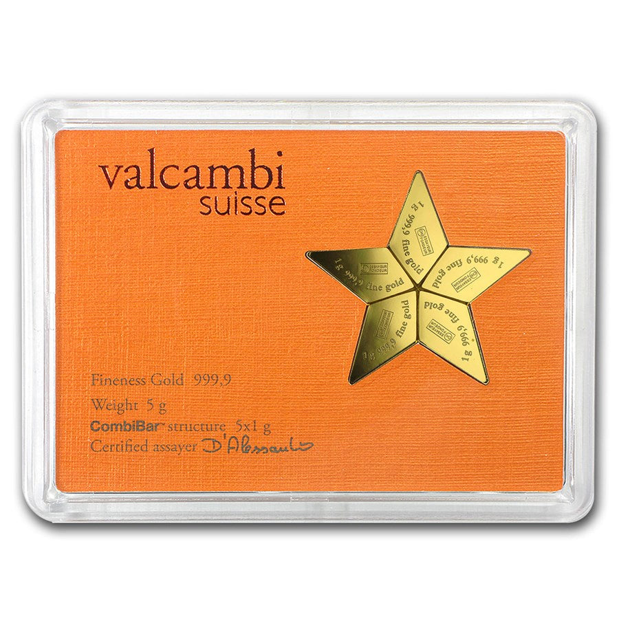 Valcambi Gold CombiCoin 5x1 gram Cook Islands $25