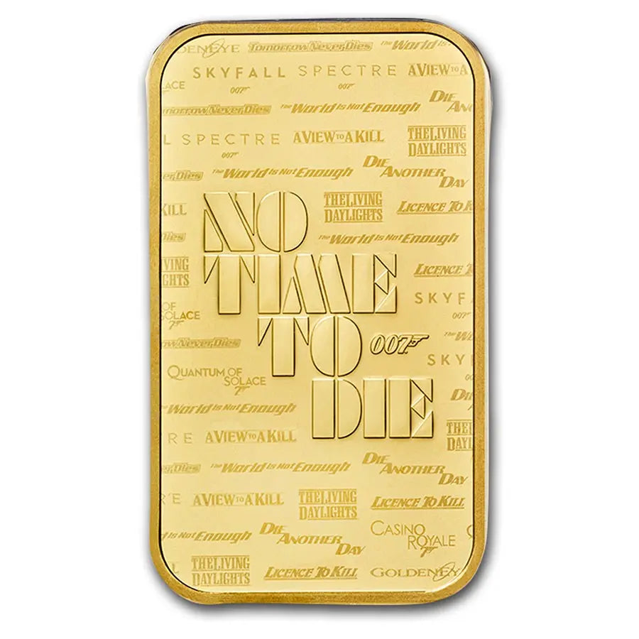 James Bond 007 "No Time To Die" Gold 1 oz (ounce) Bar The Royal Mint