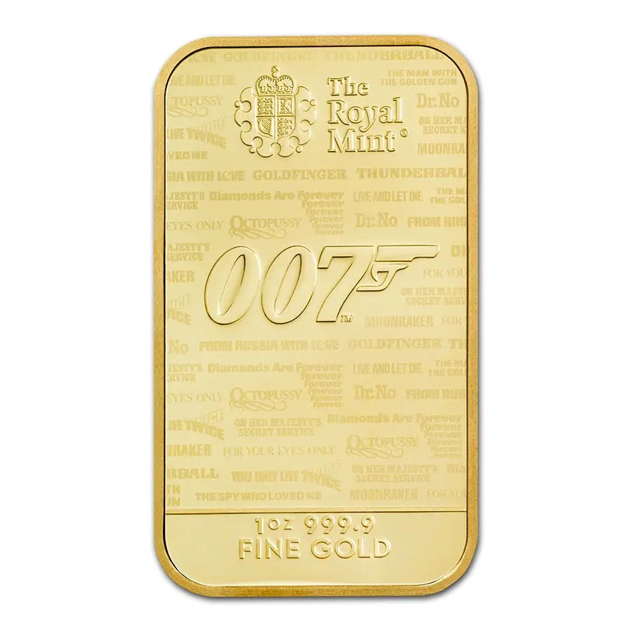 James Bond 007 "No Time To Die" Gold 1 oz (ounce) Bar The Royal Mint