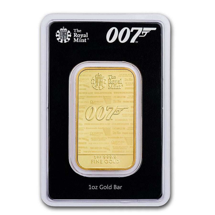 James Bond 007 Gold 1 oz (ounce) Bar "No Time To Die"