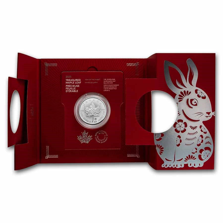 Canada Maple Leaf Lunar Rabbit Silver 1 oz (ounce)