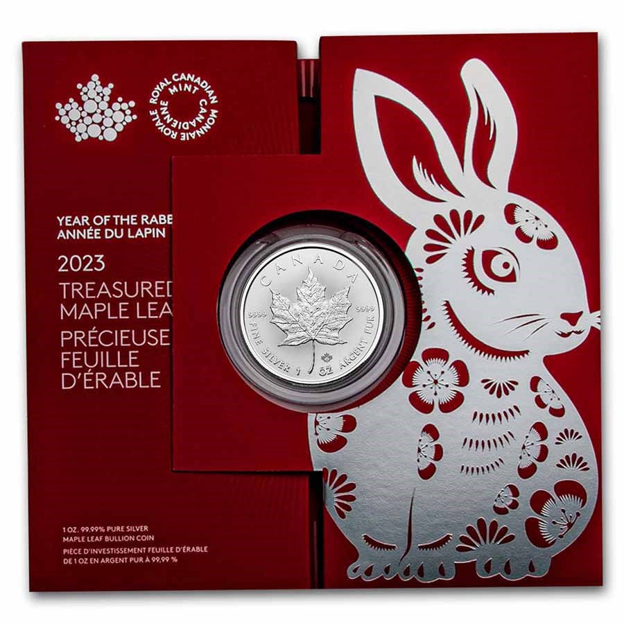 Canada Maple Leaf Lunar Rabbit Silver 1 oz (ounce)