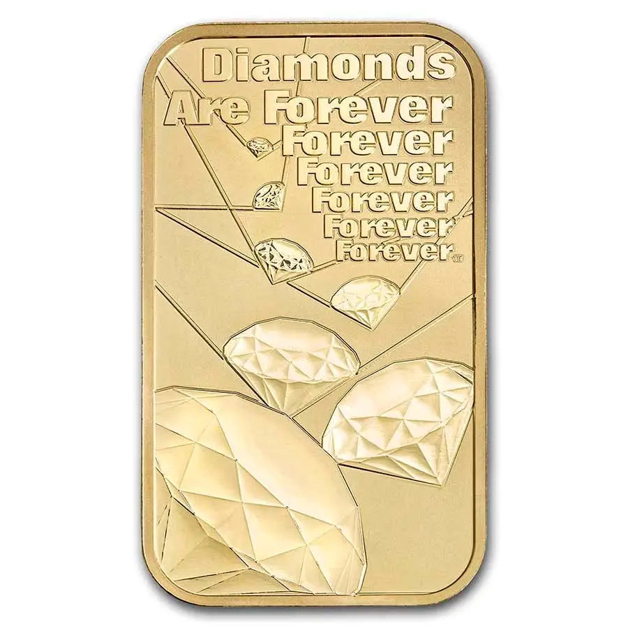 James Bond 007 "Diamonds Are Forever" Gold 1 oz (ounce) Bar The Royal Mint