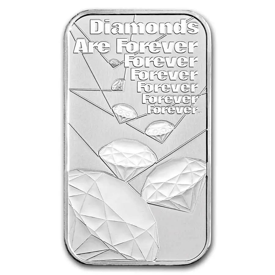 James Bond 007 "Diamonds Are Forever" Silver 1 oz (ounce) Bar The Royal Mint