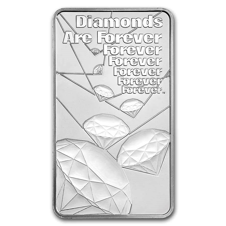 James Bond 007 "Diamonds Are Forever" Silver 10 oz (ounce) Bar The Royal Mint