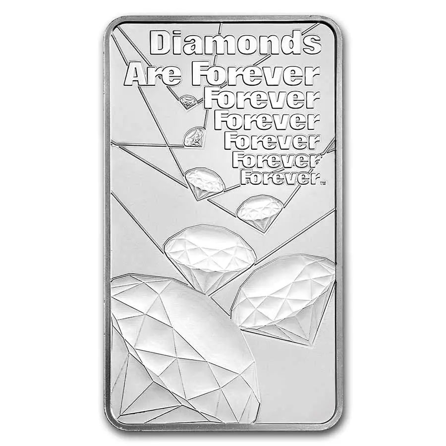 James Bond 007 "Diamonds Are Forever" Silver 10 oz (ounce) Bar The Royal Mint