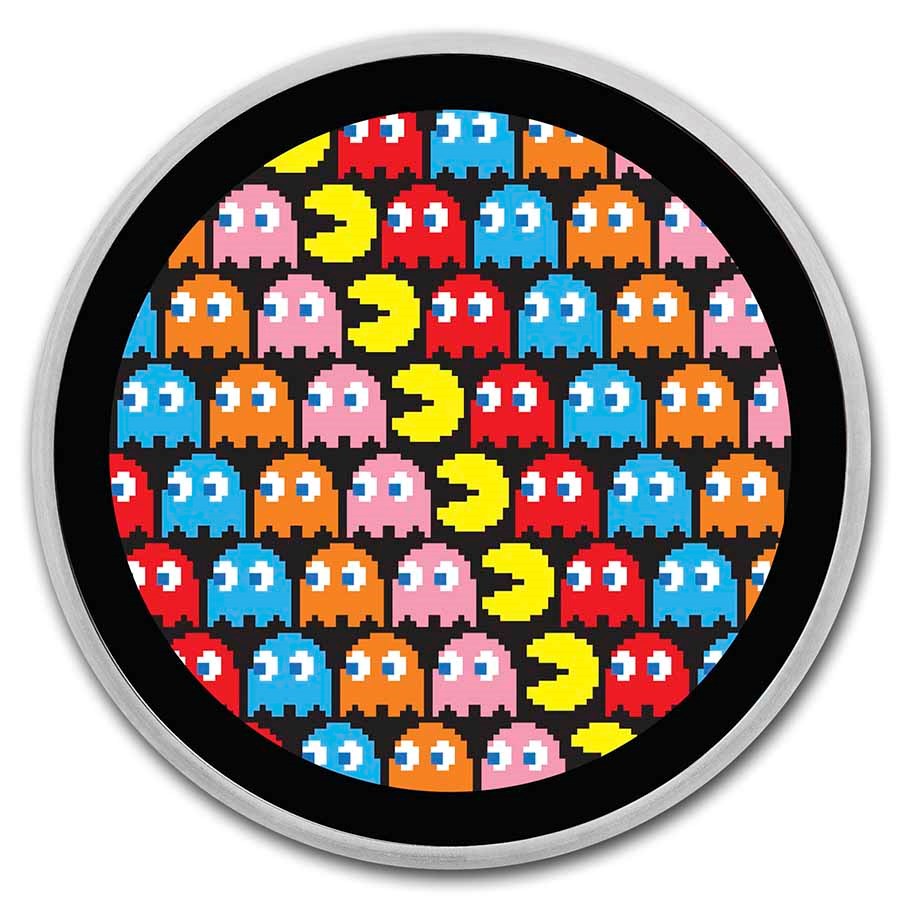 Pac Man Pixel Pattern Silver 1 oz (ounce)