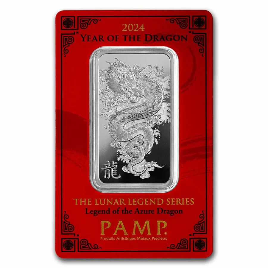 PAMP Suisse Lunar Legends Azure Dragon Silver 1 oz (ounce) Bar PAMP Suisse