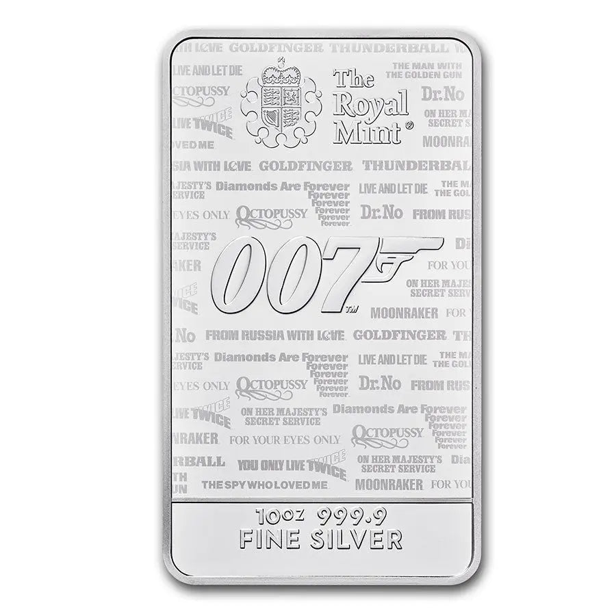 James Bond 007 "No Time To Die" Silver 10 oz (ounce) Bar The Royal Mint