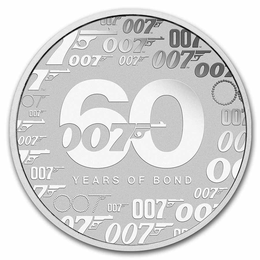 James Bond 007 "60 Years of Bond" Silver 1 oz (ounce) coin - Not colored