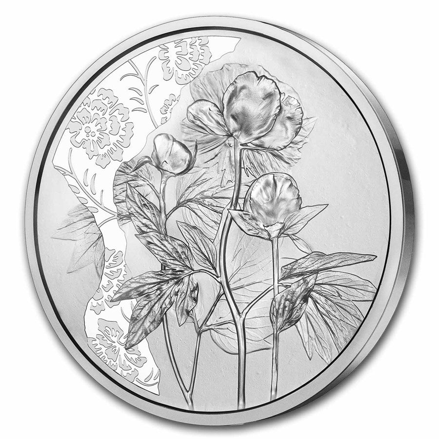 Austria Language of Flowers Peony Silver 1/2 oz (ounce) coin