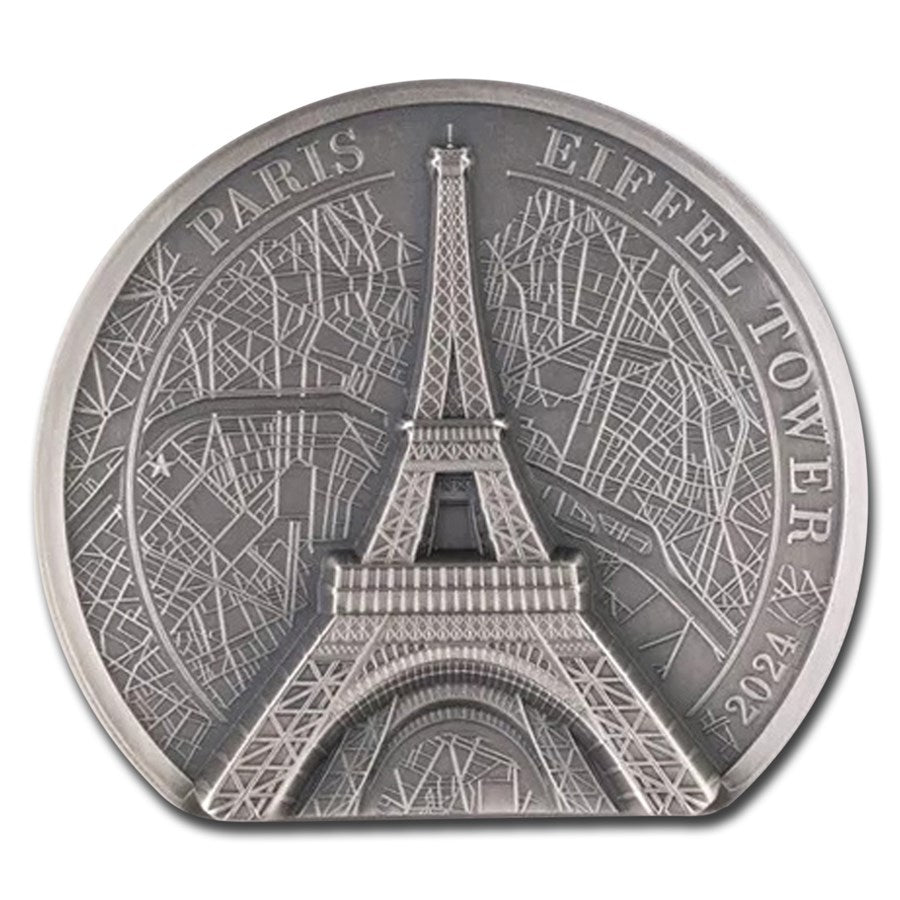 Eiffel Tower Cook Islands Silver 2 oz (ounce) NGC