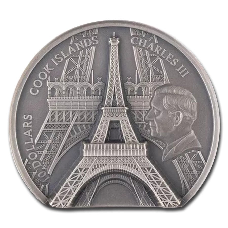 Eiffel Tower Cook Islands Silver 2 oz (ounce) NGC