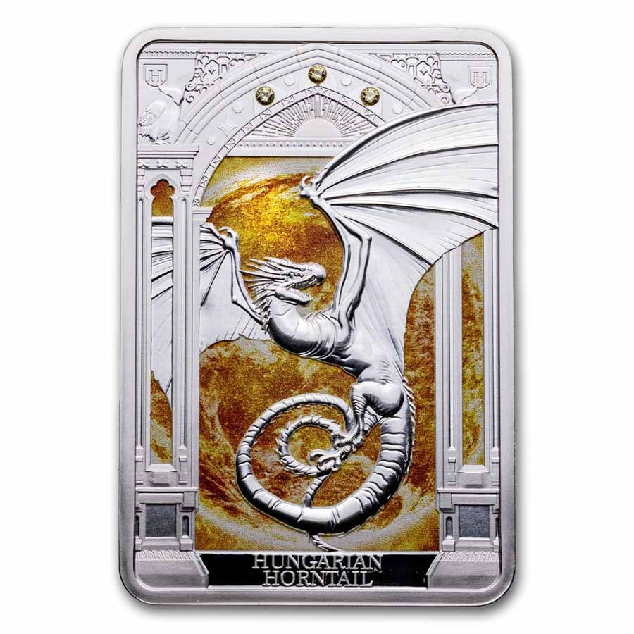 Magical Creatures: Hungarian Horntail Dragon Silver 1 oz (ounce)