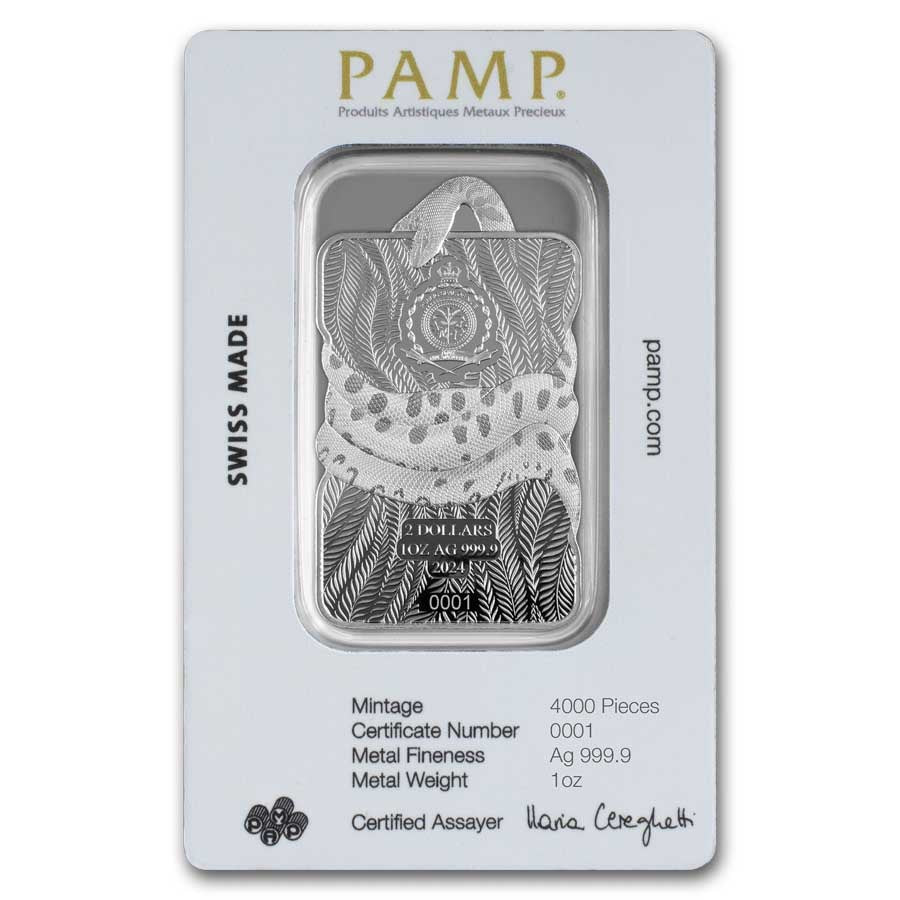 PAMP Suisse Green Anaconda Silver 1 oz (ounce) Bar