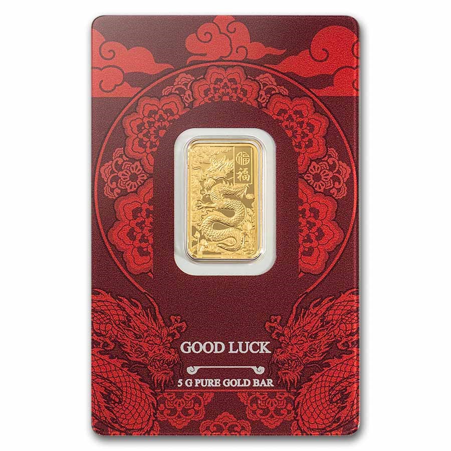 PAMP Suisse Good Luck Yellow Dragon Gold 5 gram Bar