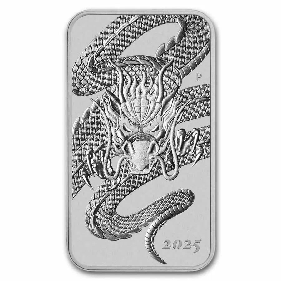 Australia Chinese Dragon Silver 1 oz (ounce) Bar The Perth Mint