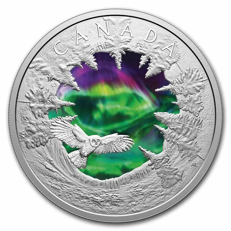 Canada Magic of Northern Lights Silver 2 oz (ounce) coin The Royal Canadian Mint