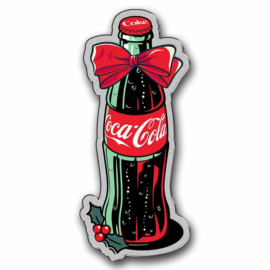 Coca Cola Happy Holidays Bottle Silver 1 oz (ounce) coin