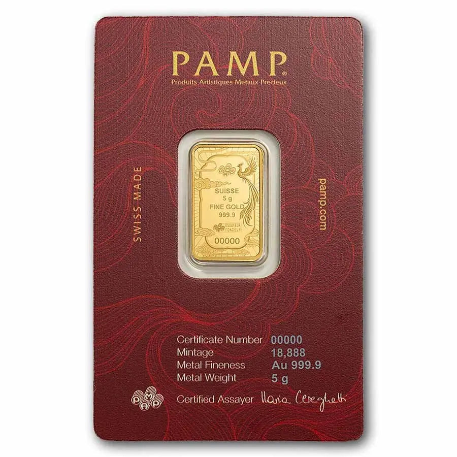 PAMP Suisse Good Luck Phoenix Gold 5 gram Bar PAMP Suisse