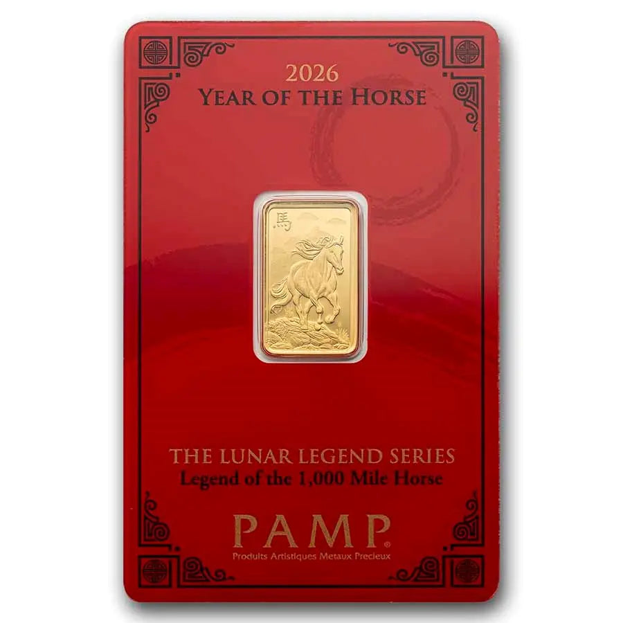 PAMP Suisse Lunar Legends 1,000 Mile Horse Gold 5 gram Bar PAMP Suisse