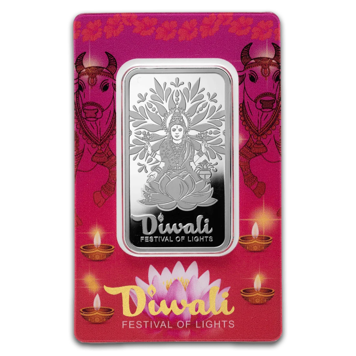 PAMP Suisse Diwali Lakshmi and Sacred Cow Silver 1 oz (ounce) Bar