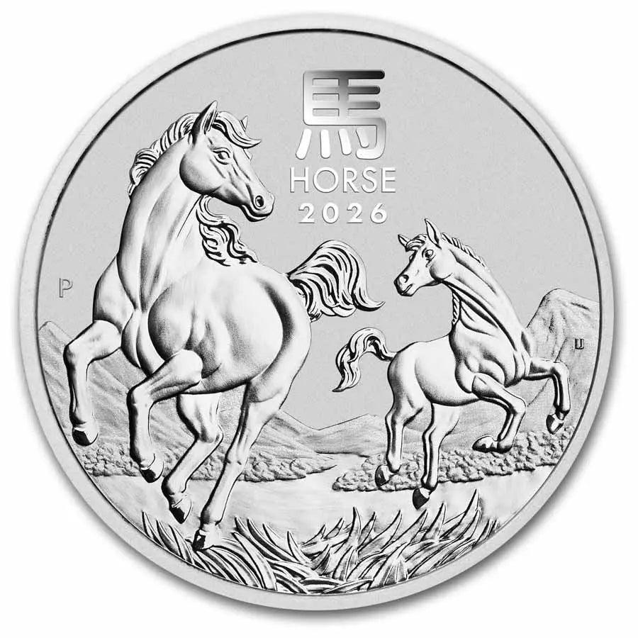 Australia Lunar Horse Silver 1 oz (ounce) coin (without capsule) The Perth Mint