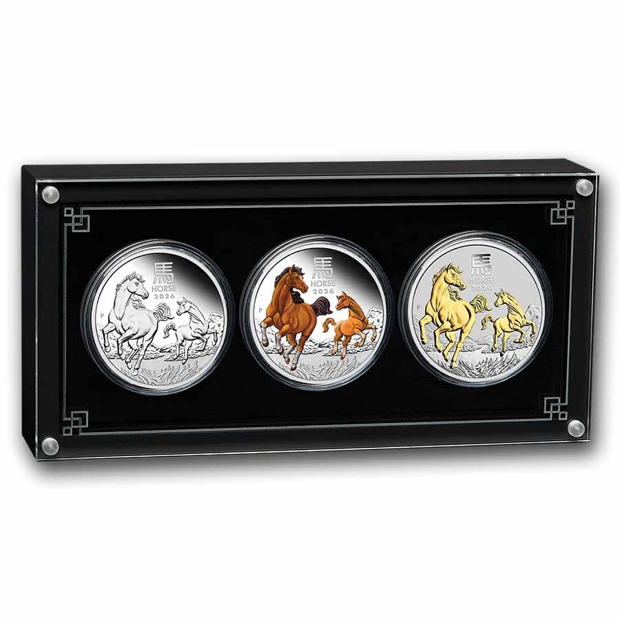 Australia Lunar Horse Silver 3 oz (ounce) Set