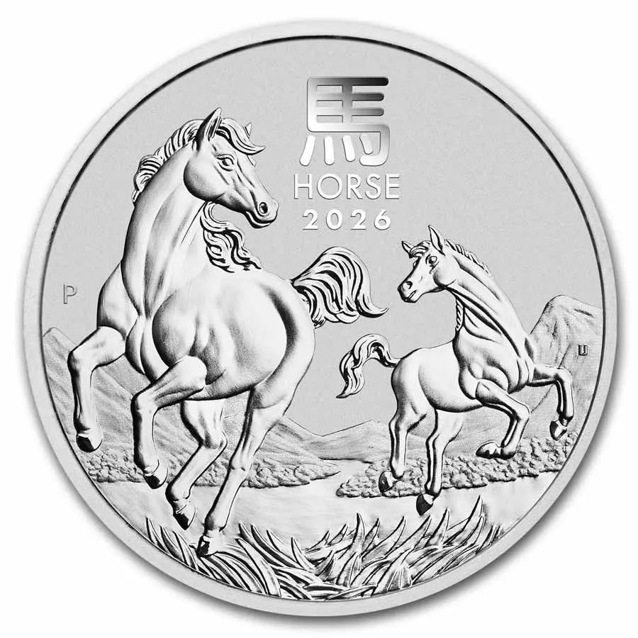 Australia Lunar Horse Silver 2 oz (ounce) coin The Perth Mint