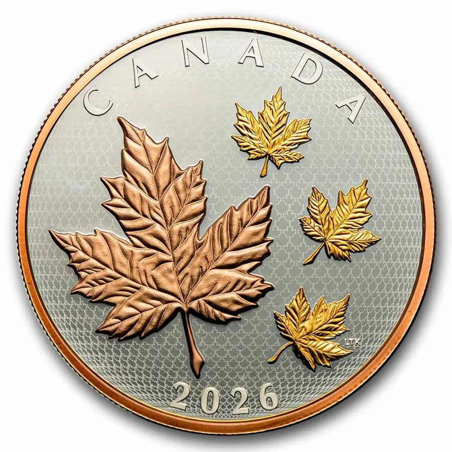 Canada Maple Leaves in Motion 2026 Silver 5 oz (ounce) coin The Royal Canadian Mint